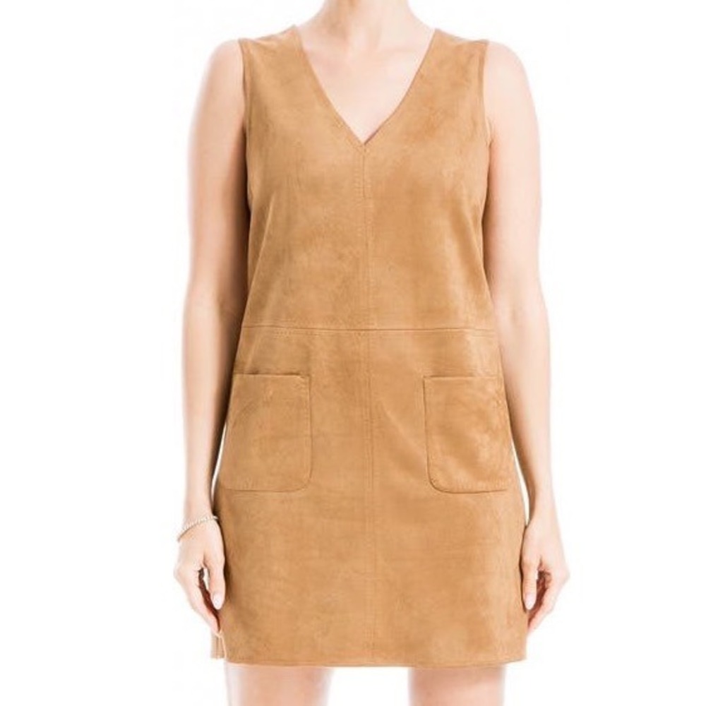 Max Studio Faux Suede Sleeveless‎ Minidress XL Quiet Luxury Stretch Minimalist